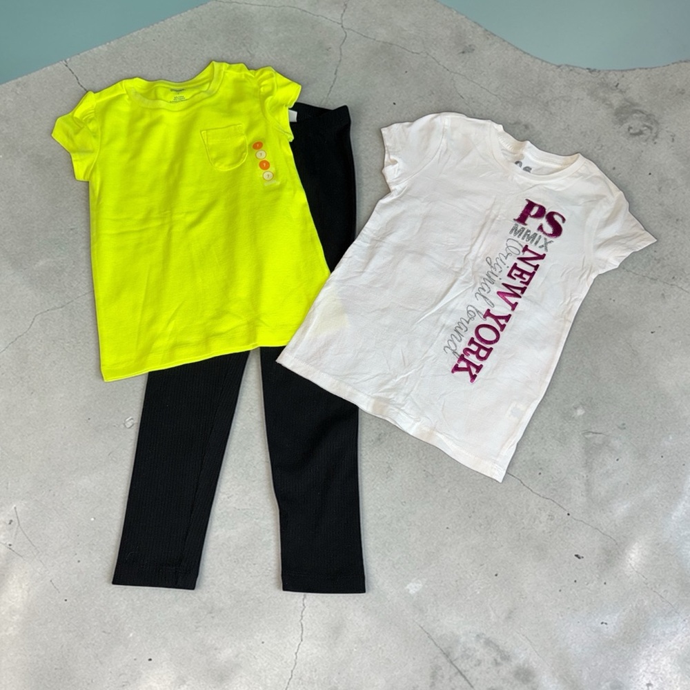Girls 3 Piece Set Leggings/Tee ((6/7)